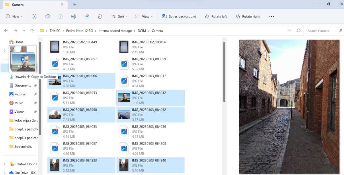 Captura de pantalla del método para compartir archivos de Windows Android