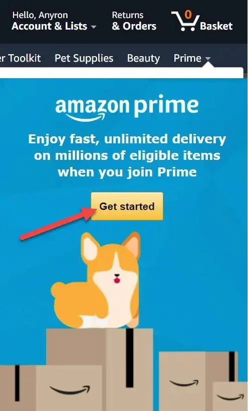 Captura de pantalla de Amazon 'prueba principal'