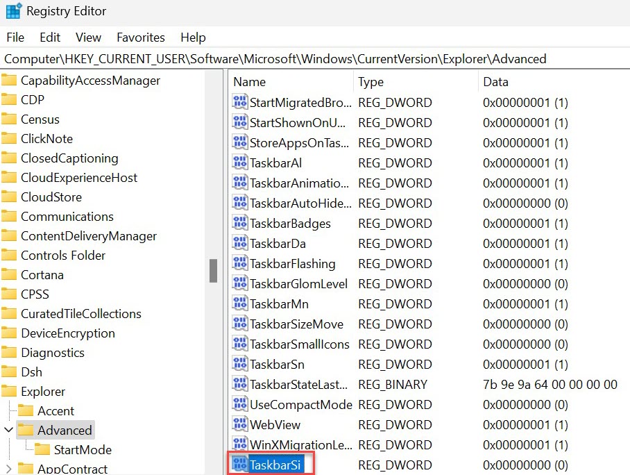 Captura de pantalla del método de personalización de la barra de tareas de Windows 11
