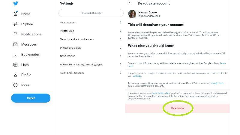 Botón de desactivación de Twitter