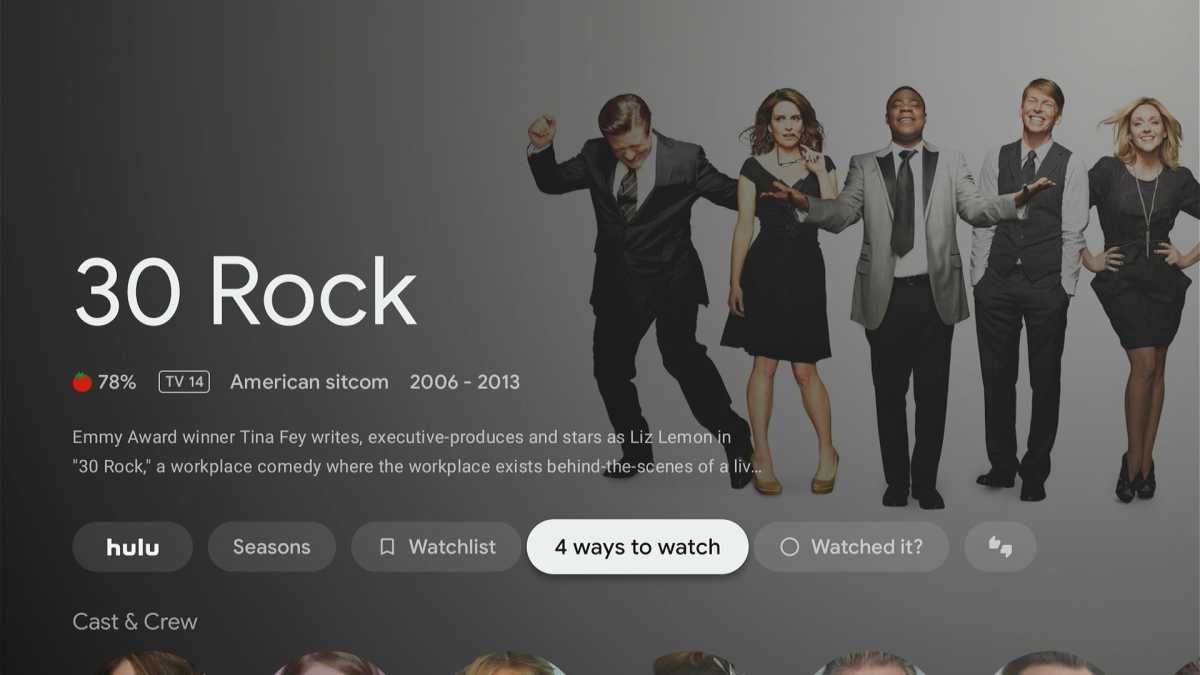 Página de programa de Google TV en Walmart Onn 4K Streaming Box