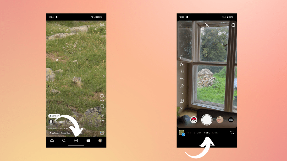 Upload reels through add post menu