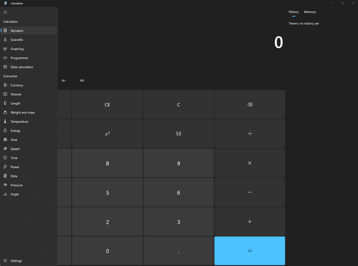 Calculator extended Windows 11