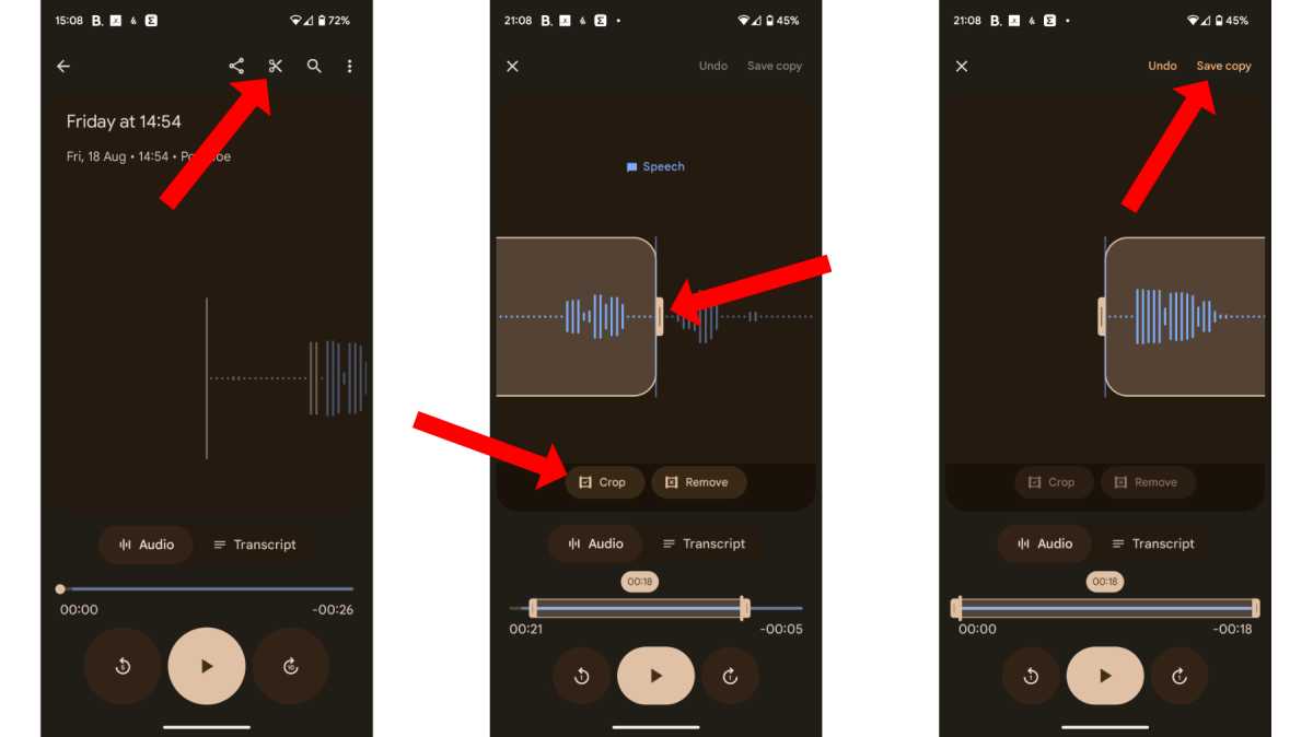 How to editi recordings on the Pixel Reocrder app