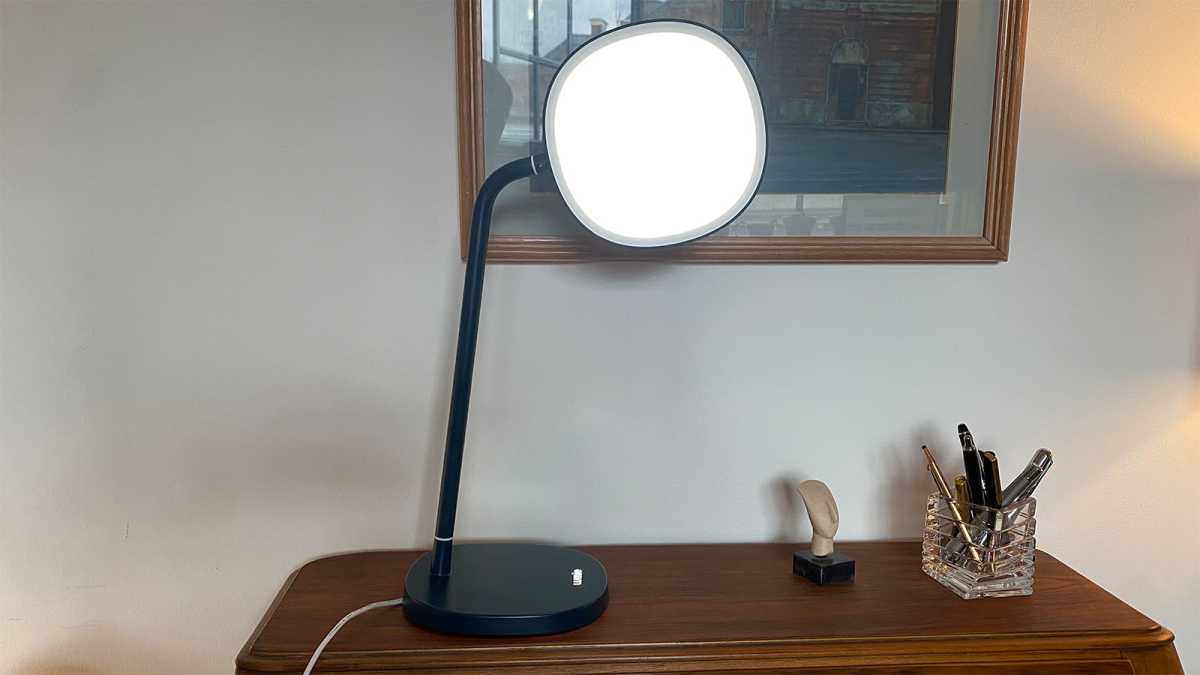 Lumie Task upturned so the light source is visible