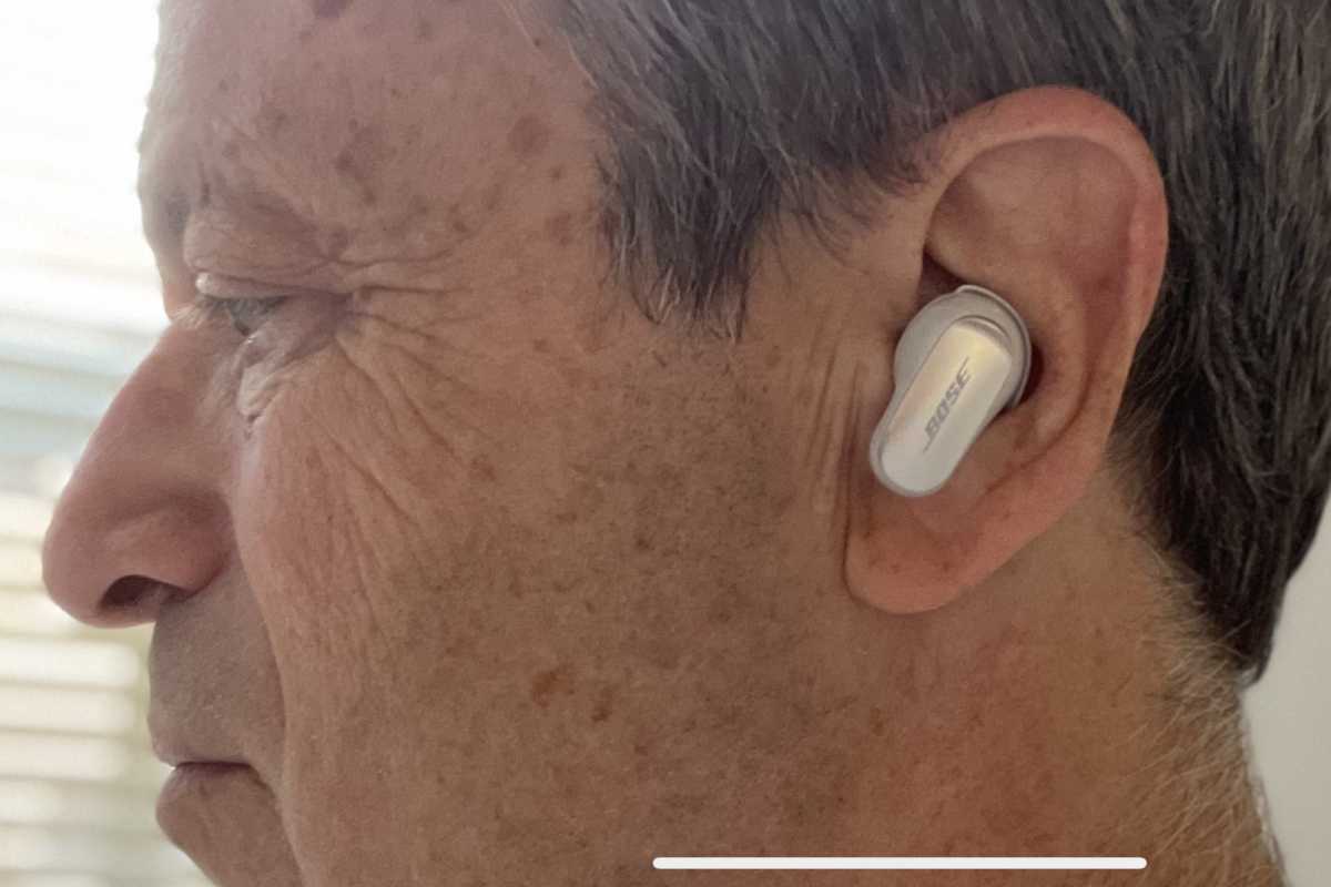 Author modeling Bose QC Ultra Earbuds