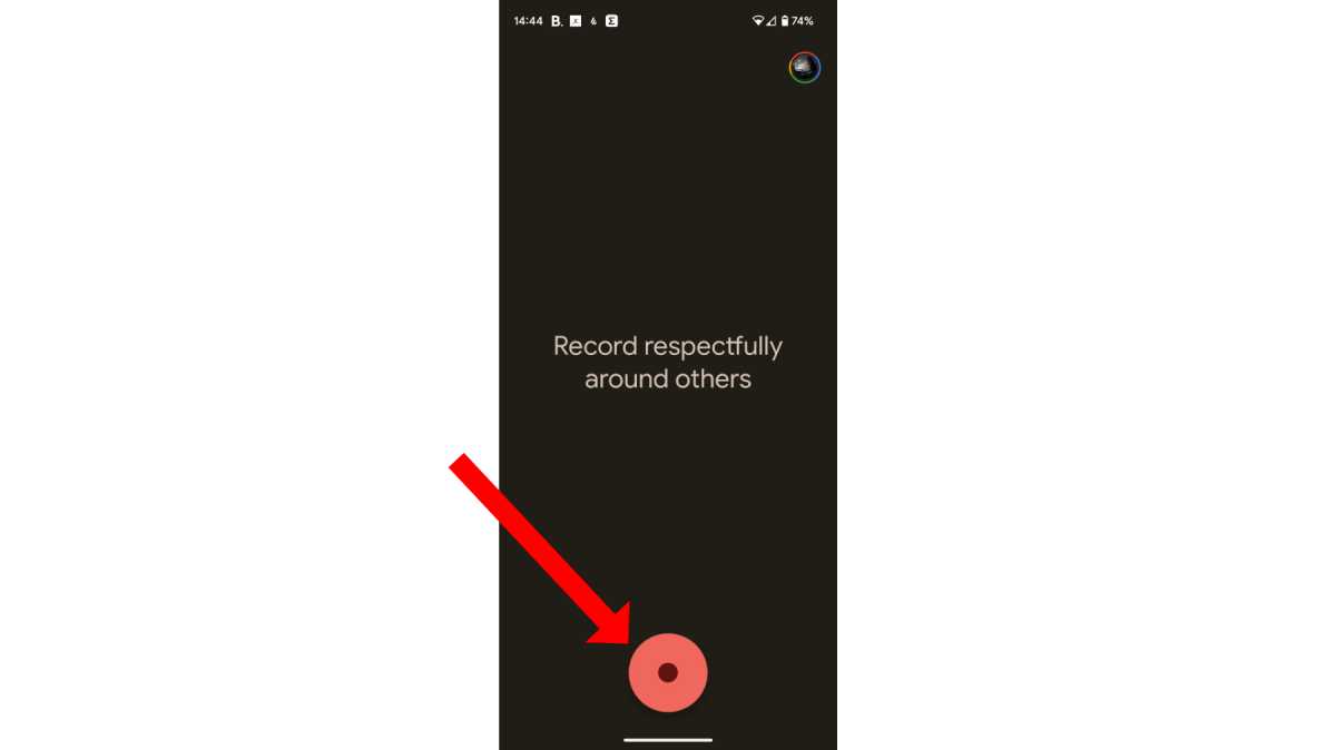 Beginning recording on the Recorder app for Pixel