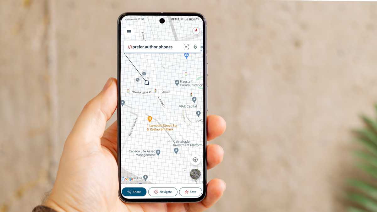 Aplicación What3words en un teléfono Android